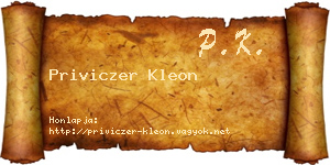 Priviczer Kleon névjegykártya